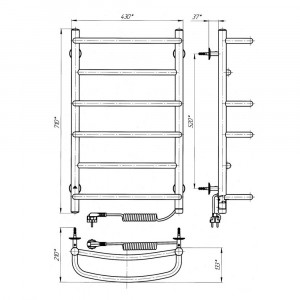 Электрический полотенцесушитель Laris Майнц ЧК(Ч) 16 500 х 1200 Э (подкл.справа) Wi-Fi фото
