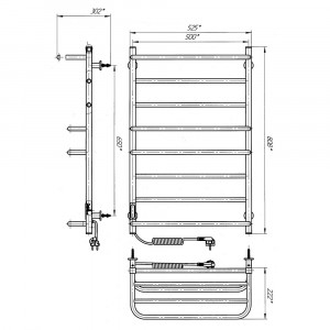 Электрический полотенцесушитель Laris Зебра Комфорт ЧК8 500 х 800 Э с полкой (подкл. слева) R3 фото