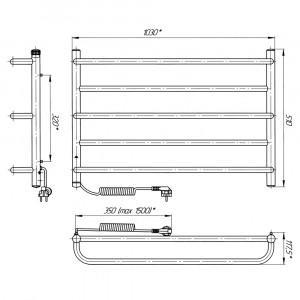 Электрический полотенцесушитель Laris Зебра Прайм ЧК6 400 х 600 Э (подкл. слева) S3 фото
