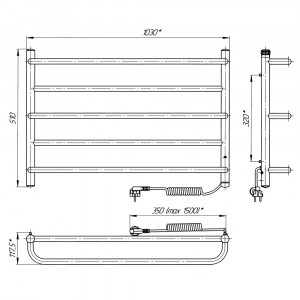Электрический полотенцесушитель Laris Практик П5 1000 х 500 Э (подкл. справа) S3 фото