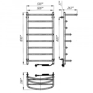 Электрический полотенцесушитель Laris Еврофлеш П8 500 х 1000 с полкой Э (подкл. справа) S3