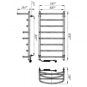 Электрический полотенцесушитель Laris Еврофлеш П8 500 х 1000 с полкой Э (подкл. слева) S3 фото