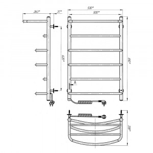 Электрический полотенцесушитель Laris Еврофлеш П6 500 х 800 с полкой Э (подкл. слева) S3 фото