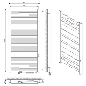 Электрический полотенцесушитель Laris Зебра Афина ЧК(Ч)9 500 х 1100  Э (подкл. справа) фото