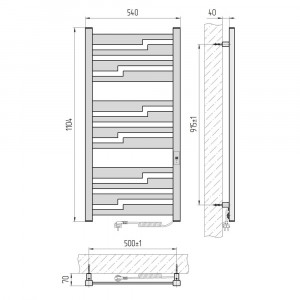 Электрический полотенцесушитель Laris Зебра Тетрис ЧК(Ч)12 500 х 1100 Э (подкл. справа) фото