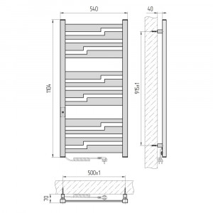 Электрический полотенцесушитель Laris Зебра Классик ЧК6 500 х 600 Э (подкл. слева) S3 фото