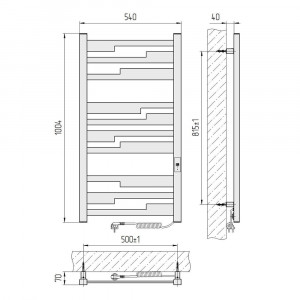 Электрический полотенцесушитель Laris Зебра Тетрис ЧК(ГМ)10 500 х 1000 Э (подкл. справа) фото
