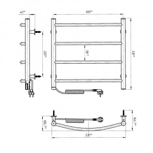 Электрический полотенцесушитель Laris Зебра Классик ЧК8 500 х 800 Э (подкл. справа) S3 фото