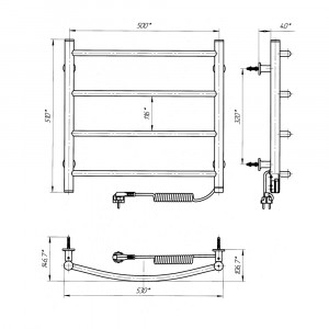 Электрический полотенцесушитель Laris Зебра Классик ЧК4 500 х 500 Э (подкл. справа) S3 фото