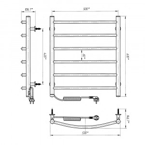 Электрический полотенцесушитель Laris Зебра Бостон ЧК(Ч)3 1200 Э (подкл. слева) фото