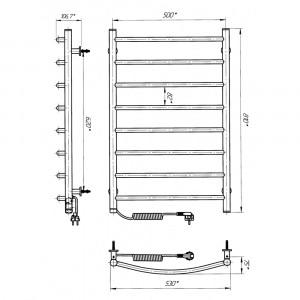 Электрический полотенцесушитель Laris Зебра Комфорт ЧК8 500 х 800 Э с полкой (подкл. справа) R3 фото