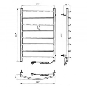 Электрический полотенцесушитель Laris Зебра Классик ЧК8 500 х 800 Э (подкл. справа) S3 фото