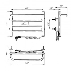 Электрический полотенцесушитель Laris Зебра Бостон ЧК(Ч)4 1200 Э (подкл. справа) фото