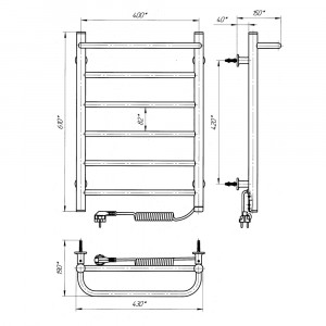Электрический полотенцесушитель Laris Зебра Тетрис ЧК(Ч)12 500 х 1100 Э (подкл. справа) фото