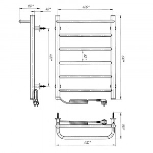 Электрический полотенцесушитель Laris Зебра Прайм ЧК (Ч) 6 400 х 600 Э (подкл. слева) S3 фото