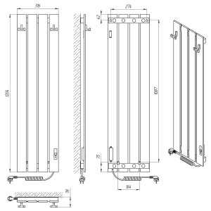 Электрический полотенцесушитель Laris Зебра Бостон ЧК(Ч)4 1200 Э (подкл. справа) фото