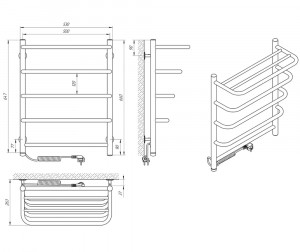 Электрический полотенцесушитель Laris Стандарт П5 500 х 660 с полкой Э (подкл. слева) S3 фото