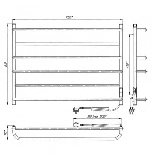 Электрический полотенцесушитель Laris Кватро П7 400 х 600 Э (подкл. справа) S3 фото