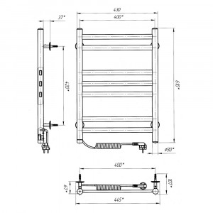 Электрический полотенцесушитель Laris Кватро П7 400 х 600 Э (подкл. слева) S3 фото