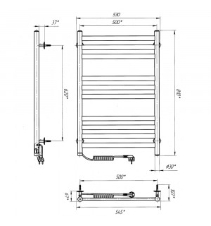 Электрический полотенцесушитель Laris Кватро П10 500 х 800 Э (подкл. слева) S3 фото