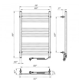 Электрический полотенцесушитель Laris Стандарт П5 500 х 660 с полкой Э (подкл. слева) S3 фото