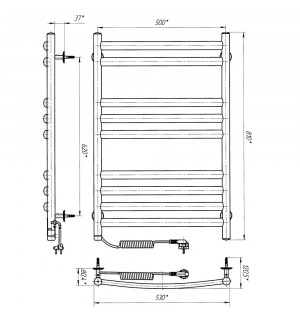 Электрический полотенцесушитель Laris Кватро П10 500 х 800 Э (подкл. справа) S3 фото