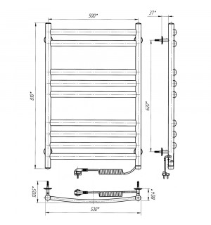 Электрический полотенцесушитель Laris Майнц ЧК(Ч) 16 500 х 1200 Э (подкл.слева) Wi-Fi фото