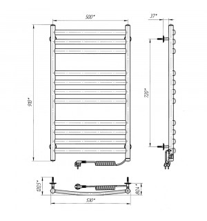Электрический полотенцесушитель Laris Классик Премиум П11 500 х 900 Е (подкл. справа) S3 фото
