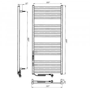 Электрический полотенцесушитель Laris Майнц ЧК(Ч) 16 500 х 1200 Э (подкл.слева) Wi-Fi фото