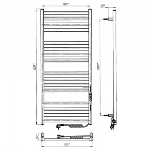 Электрический полотенцесушитель Laris Майнц ЧК(Ч) 16 500 х 1200 Э (подкл.справа) Wi-Fi фото