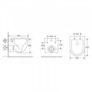Унитаз подвесной Rivera ATLAS Tornado + сидение soft-close A0495TQ3L схема