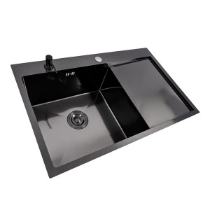 Мийка кухонна PVD чорна VALESO CM 78*50 L Handmade 3.0/0.8 SP000049737 фото