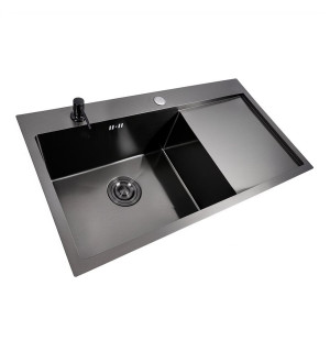 Кухонна мийка PVD чорна VALESO CM 78*43 L Handmade 3.0/0.8 SP000048197 фото