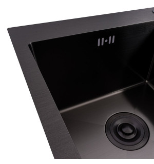 Кухонна мийка CM 78*50 R чорна PVD VALESO Handmade круглий сифон 3,0/0,8 SP000044290 фото