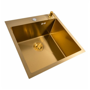 Кухонна мийка 50*50 PVD Gold Valeso Handmade сифон круглий, 3,0/0,8 SP000044305 фото