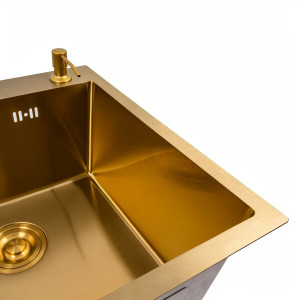 Кухонна мийка 50*50 PVD Gold Valeso Handmade сифон круглий, 3,0/0,8 SP000044305 фото