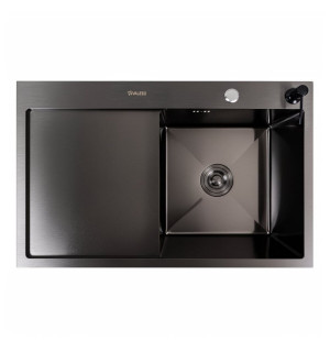 Кухонна мийка CM 78*50 R чорна PVD VALESO Handmade круглий сифон 3,0/0,8 SP000044290 фото