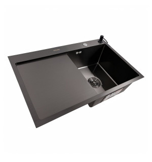 Кухонна мийка CM 78*50 R чорна PVD VALESO Handmade круглий сифон 3,0/0,8 SP000044290 фото