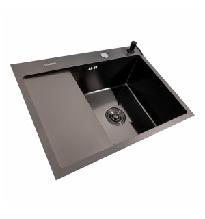 Кухонна мийка CM 65*50 R чорна PVD VALESO Handmade круглий сифон 3,0/0,8 SP000044286 фото
