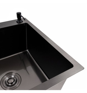 Кухонна мийка CM 65*50 R чорна PVD VALESO Handmade круглий сифон 3,0/0,8 SP000044286 фото
