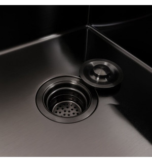 Кухонна мийка CM 65*50 R чорна PVD VALESO Handmade круглий сифон 3,0/0,8 SP000044286 фото