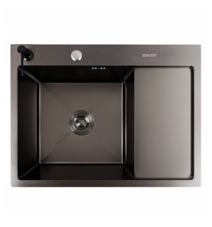 Кухонна мийка CM 65*50 L чорна PVD VALESO Handmade круглий сифон 3,0/0,8 SP000044285 фото