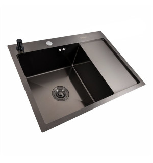 Кухонна мийка CM 65*50 L чорна PVD VALESO Handmade круглий сифон 3,0/0,8 SP000044285