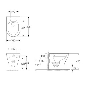 Унітаз підвісний Imprese LEDNICE 52.5х36х35.5 rimless сидіння Slim duroplast slow-closing c06807900 фото