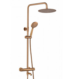 Душевая система наружного монтажа VBI MILANO BRUSHED COPPER с термостатом и изливом VBI-050111BC фото