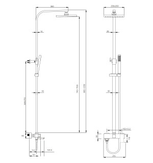 Душевая система наружного монтажа VBI MILANO BRUSHED COPPER с термостатом и изливом VBI-050111BC фото