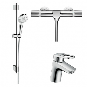 Душевой набор Hansgrohe Logis Loop: Смеситель на умывальник+Versostat 2 Термостат+Crometta Vario Душевой набор (71150000+15348000+27353400)