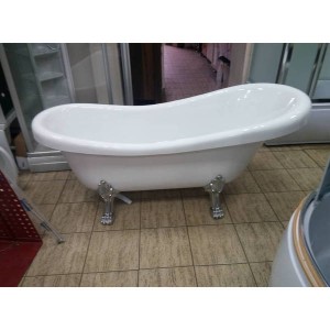 Отдельностоящая акриловая ванна Atlantis C-3015 белая ноги серебро 170*74*76 см, без перелива