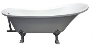 Отдельностоящая акриловая ванна Veronis VP-201 ноги серебро 170х74х75 см, с переливом