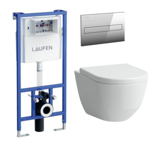 Комплект инсталляция для унитаза LAUFEN (H8946650000001)+ унитаз подвесной Laufen Pro New rimless, крышка soft-close (2096.6+9395.9)